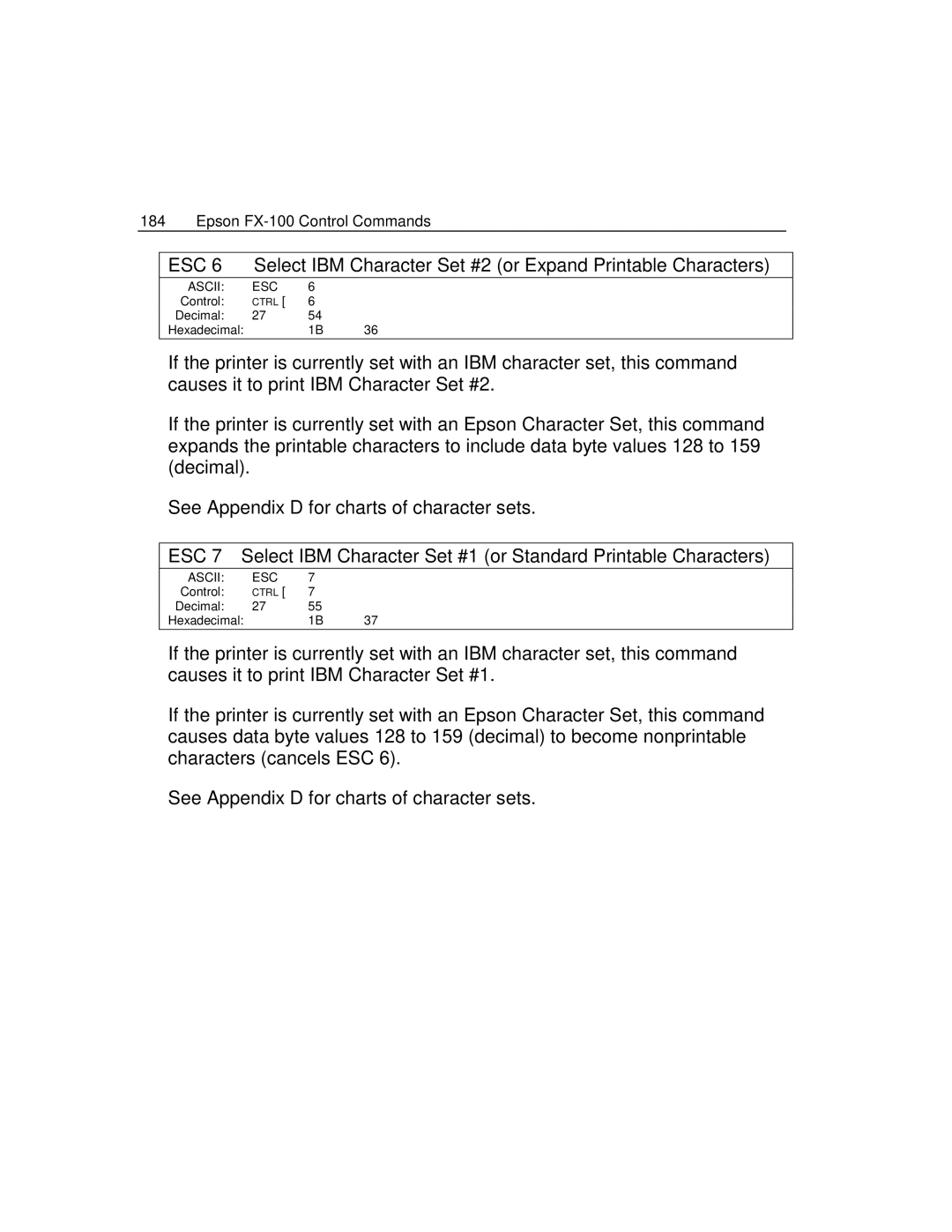 Epson 4100 manual Ascii ESC 