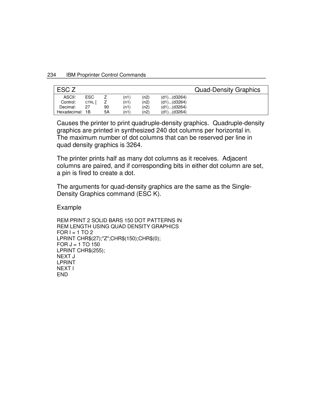 Epson 4100 manual 234, Quad-Density Graphics 