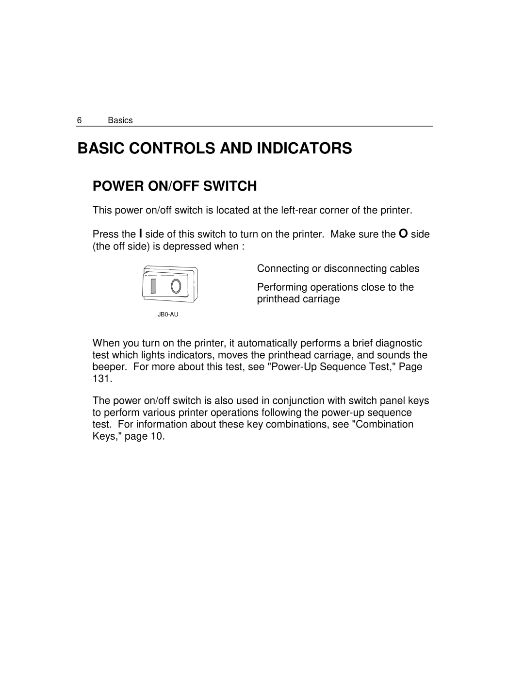 Epson 4100 manual Basic Controls and Indicators, Power ON/OFF Switch 