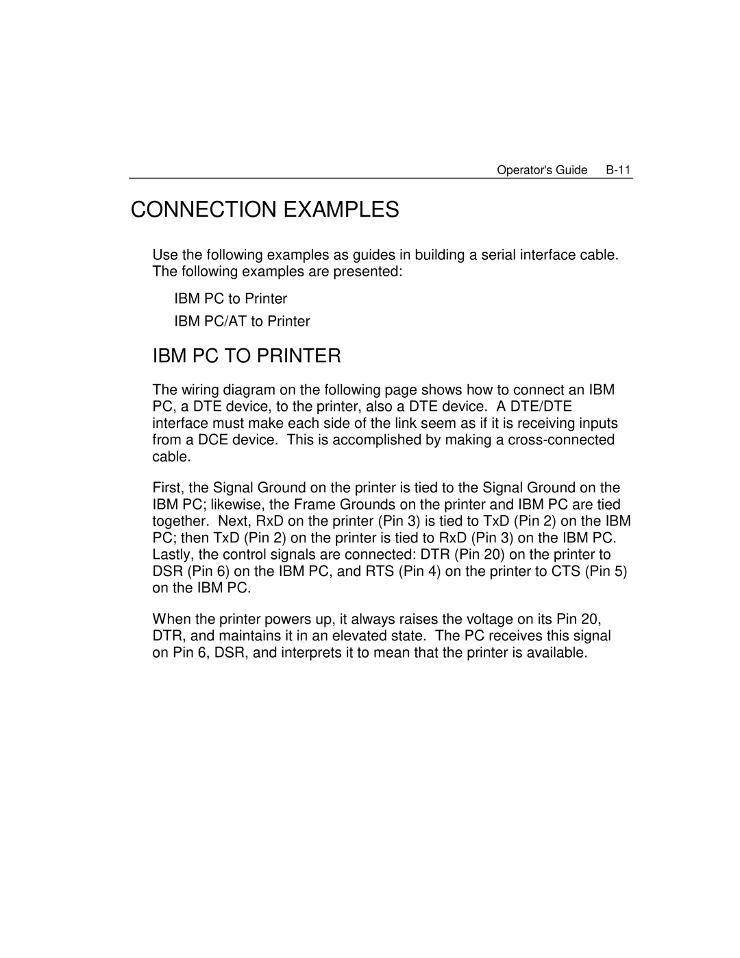 Epson 4100 manual Connection Examples, IBM PC to Printer 