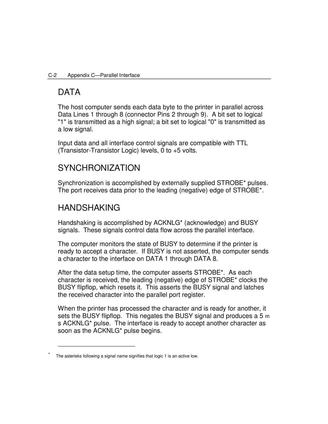 Epson 4100 manual Data, Synchronization, Handshaking 