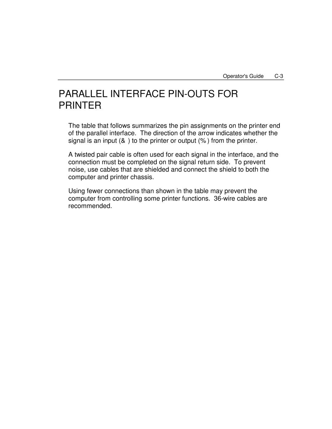 Epson 4100 manual Parallel Interface PIN-OUTS for Printer 