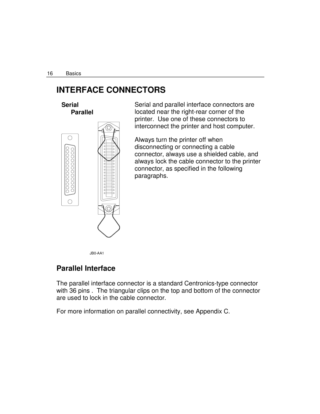 Epson 4100 manual Interface Connectors, Parallel Interface, Serial Parallel 