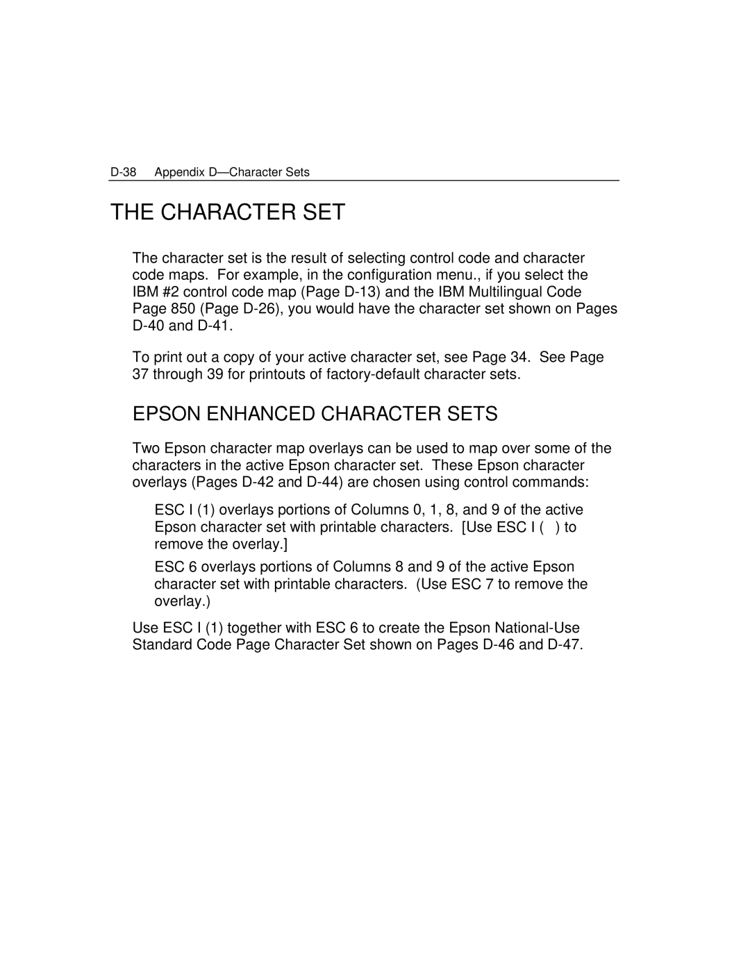 Epson 4100 manual Character SET, Epson Enhanced Character Sets 