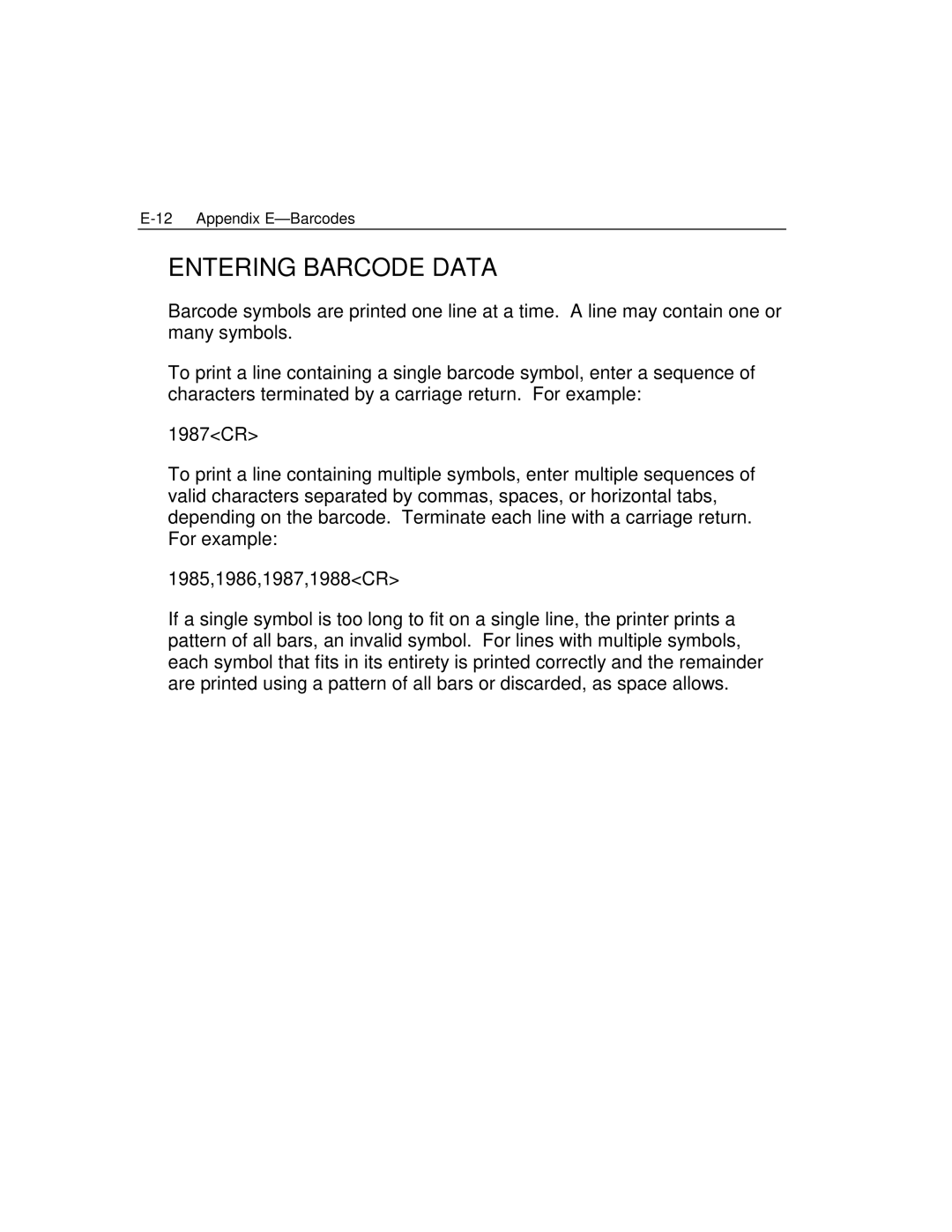 Epson 4100 manual Entering Barcode Data 