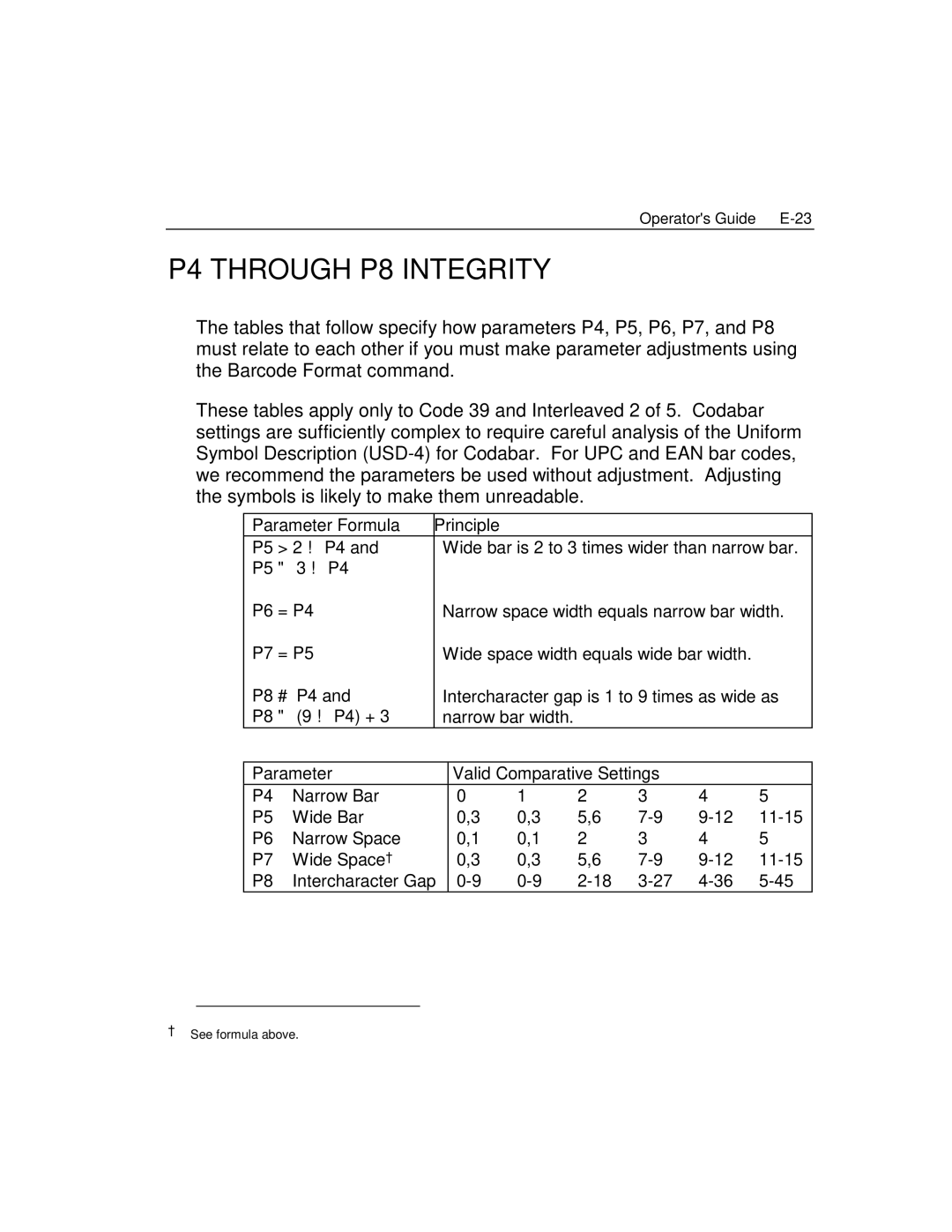 Epson 4100 manual P4 Through P8 Integrity, Parameter Formula Principle 