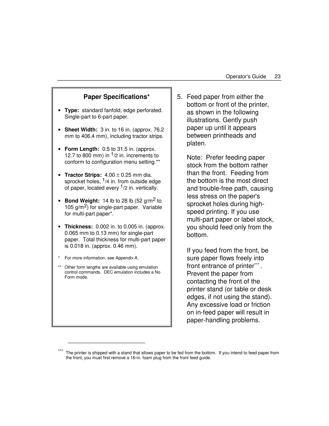 Epson 4100 manual Paper Specifications 