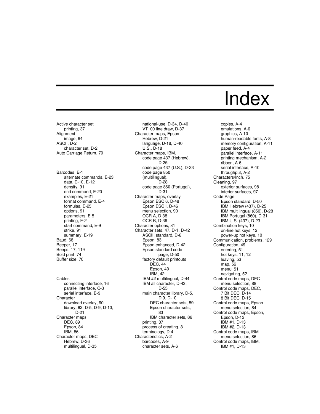 Epson 4100 manual Index 