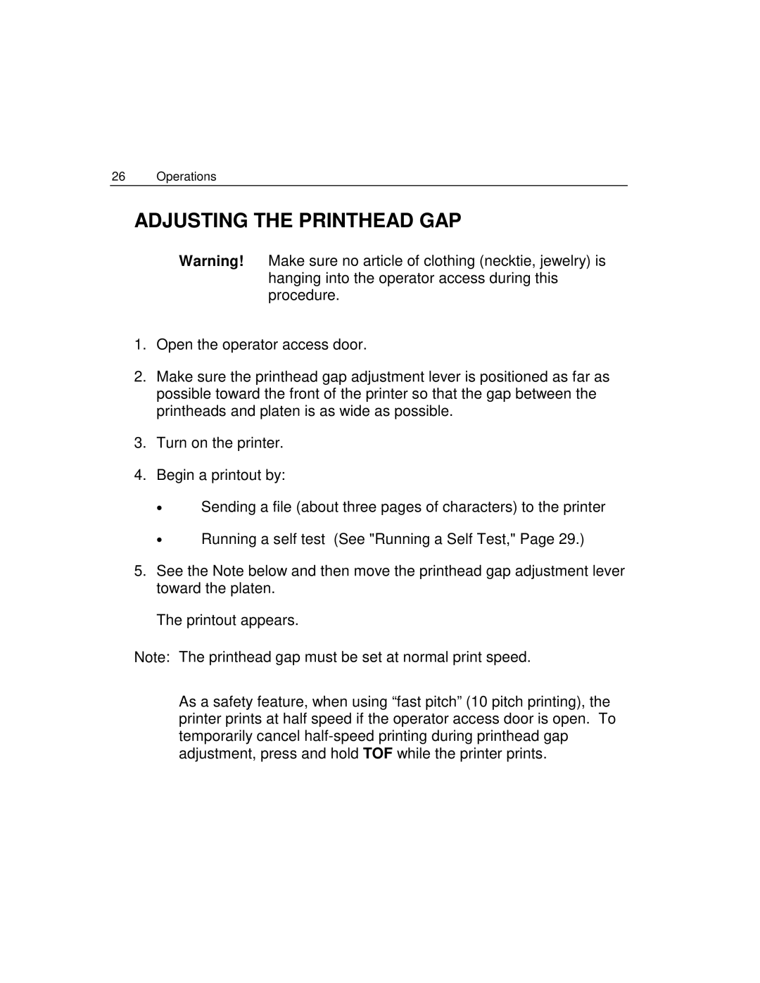 Epson 4100 manual Adjusting the Printhead GAP 