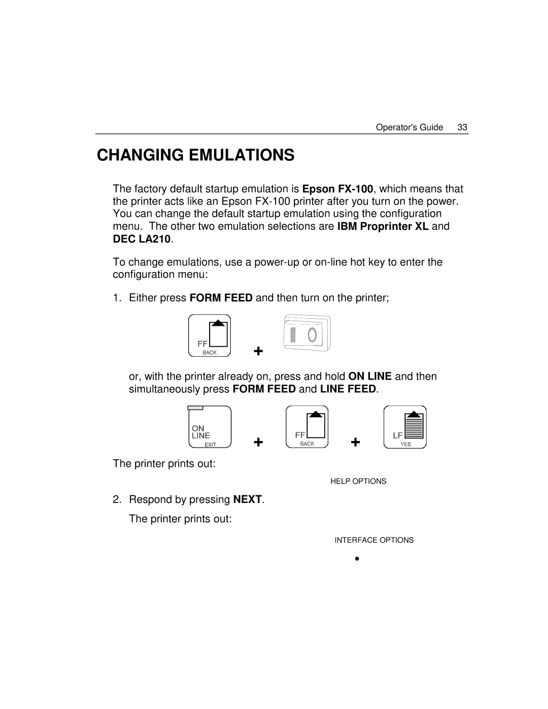 Epson 4100 manual Changing Emulations 