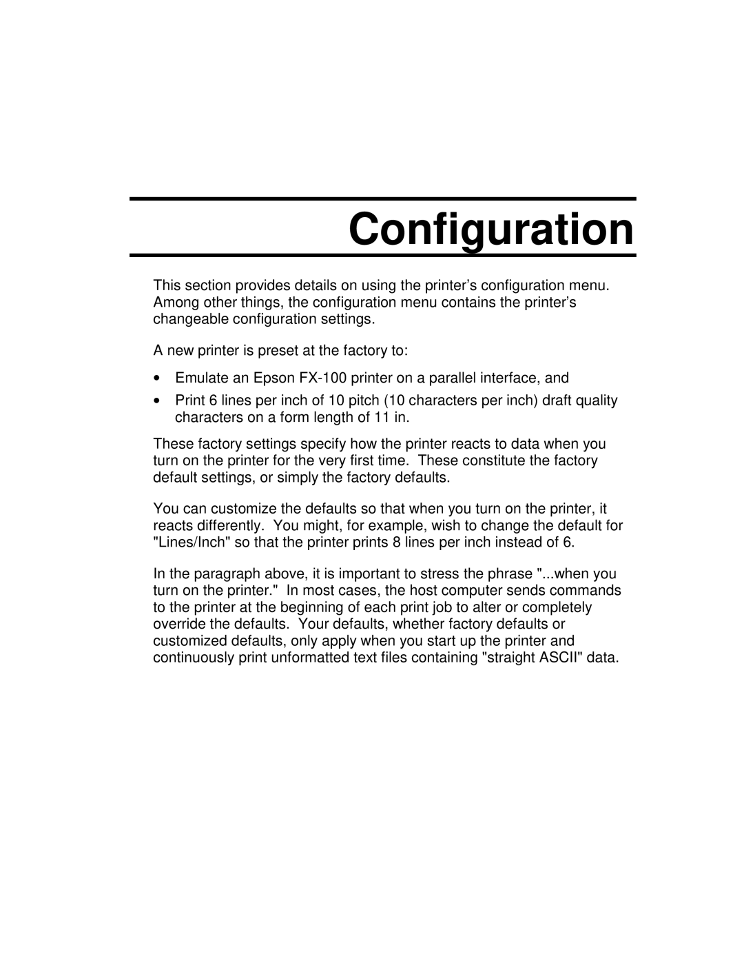 Epson 4100 manual Configuration 