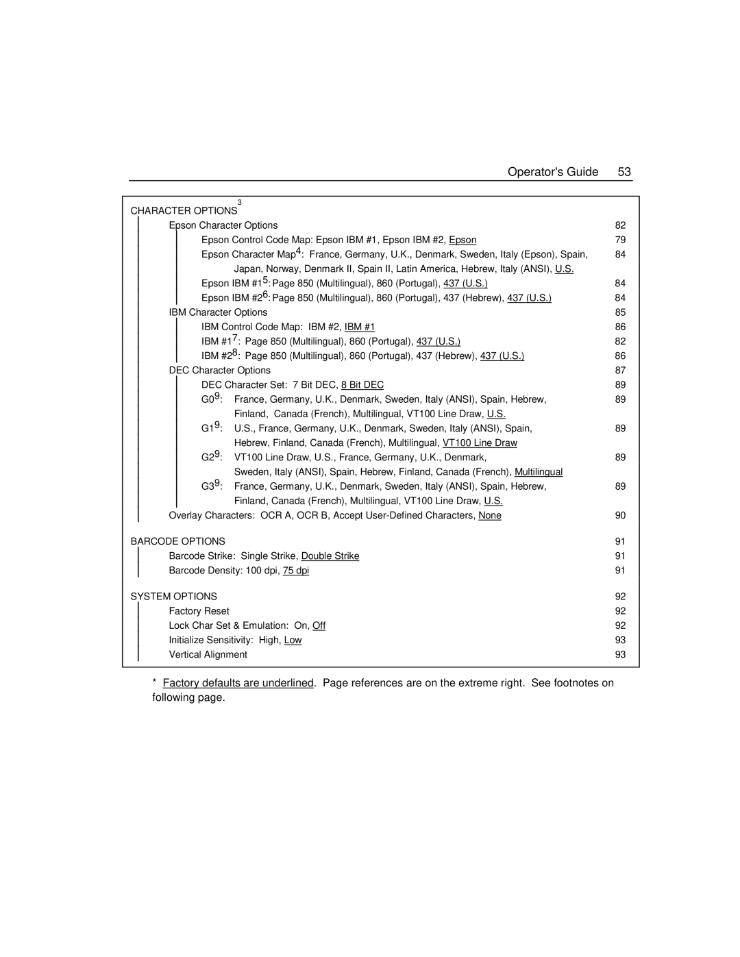 Epson 4100 manual Barcode Options 