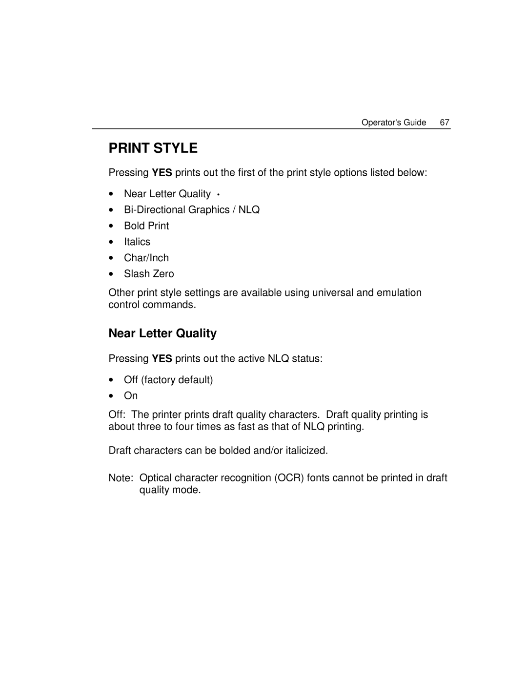 Epson 4100 manual Print Style, Near Letter Quality 