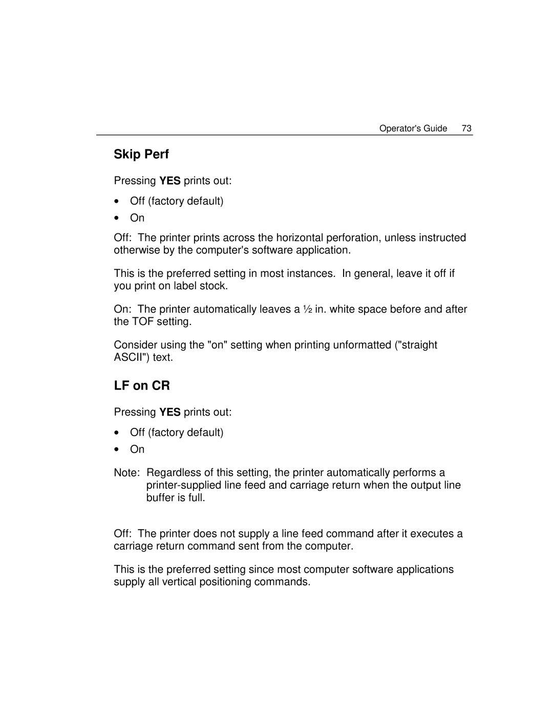 Epson 4100 manual Skip Perf, LF on CR 