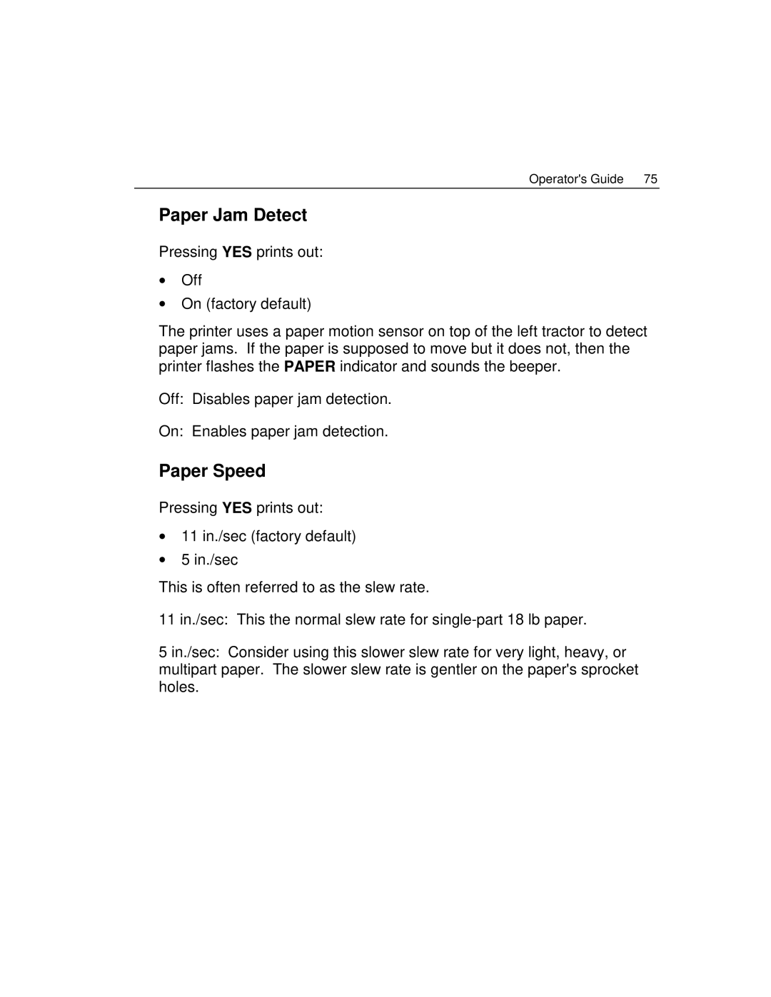 Epson 4100 manual Paper Jam Detect, Paper Speed 