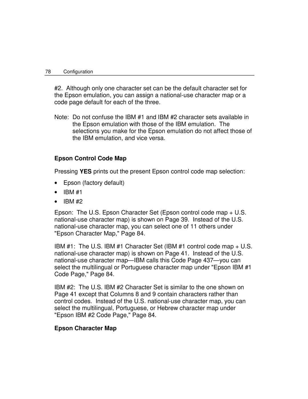 Epson 4100 manual Epson Control Code Map, Epson Character Map 