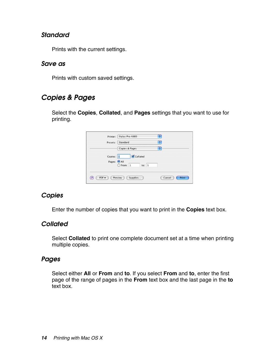 Epson 4880 manual Copies & Pages 