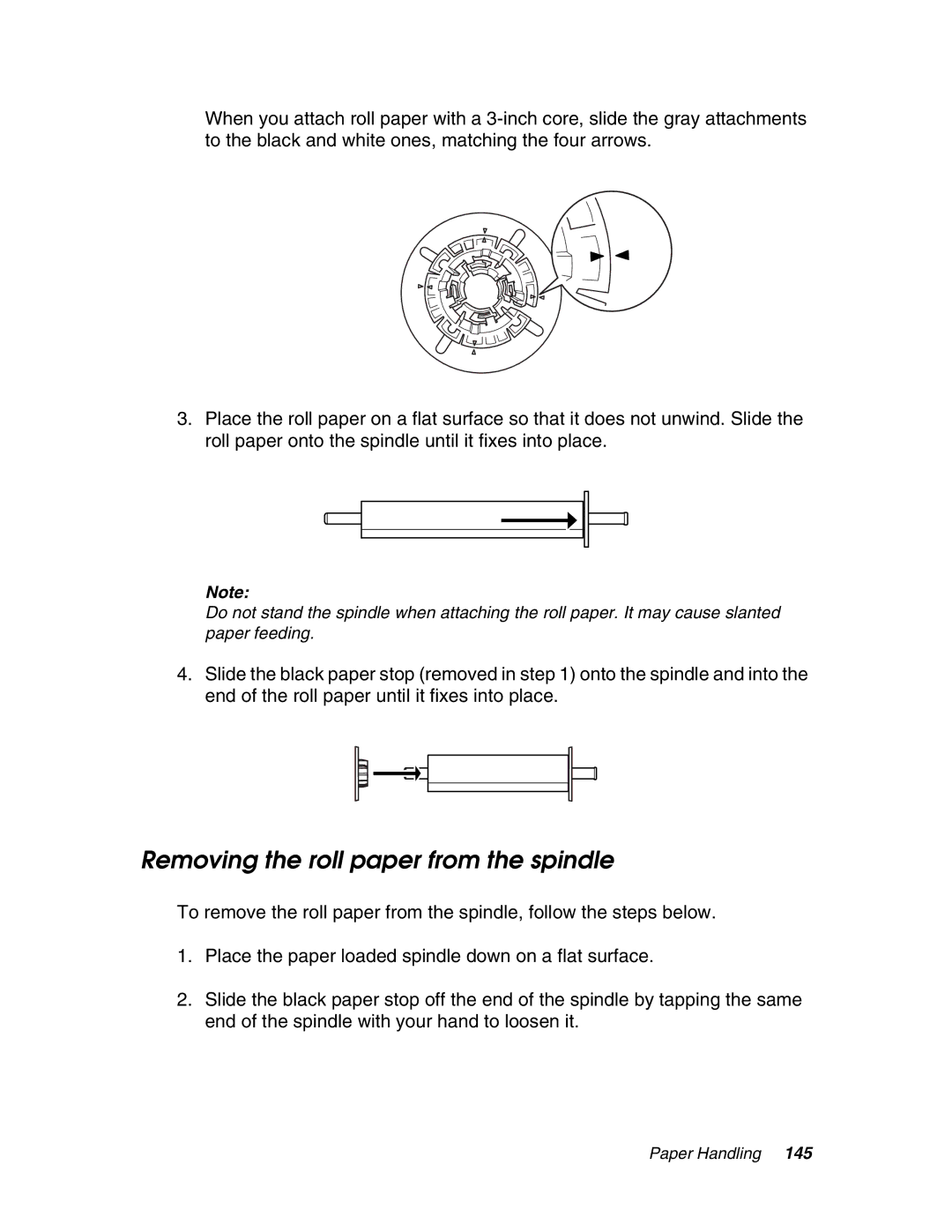 Epson 4880 manual Removing the roll paper from the spindle 