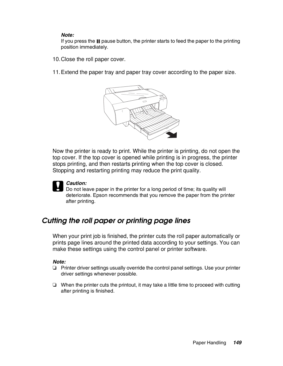 Epson 4880 manual Cutting the roll paper or printing page lines 