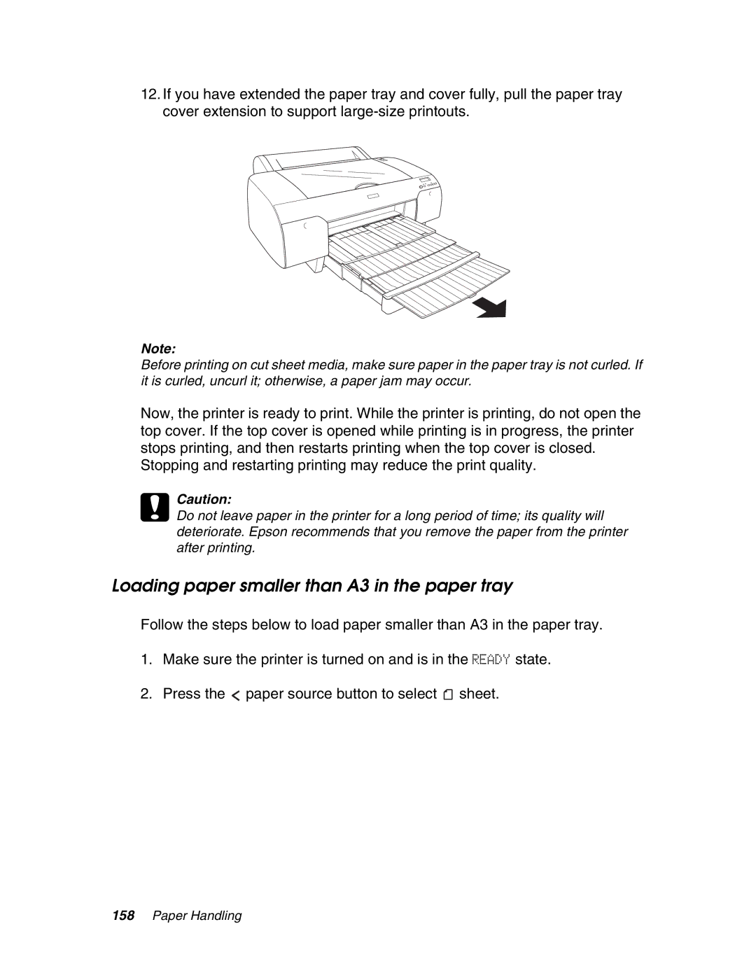 Epson 4880 manual Loading paper smaller than A3 in the paper tray 