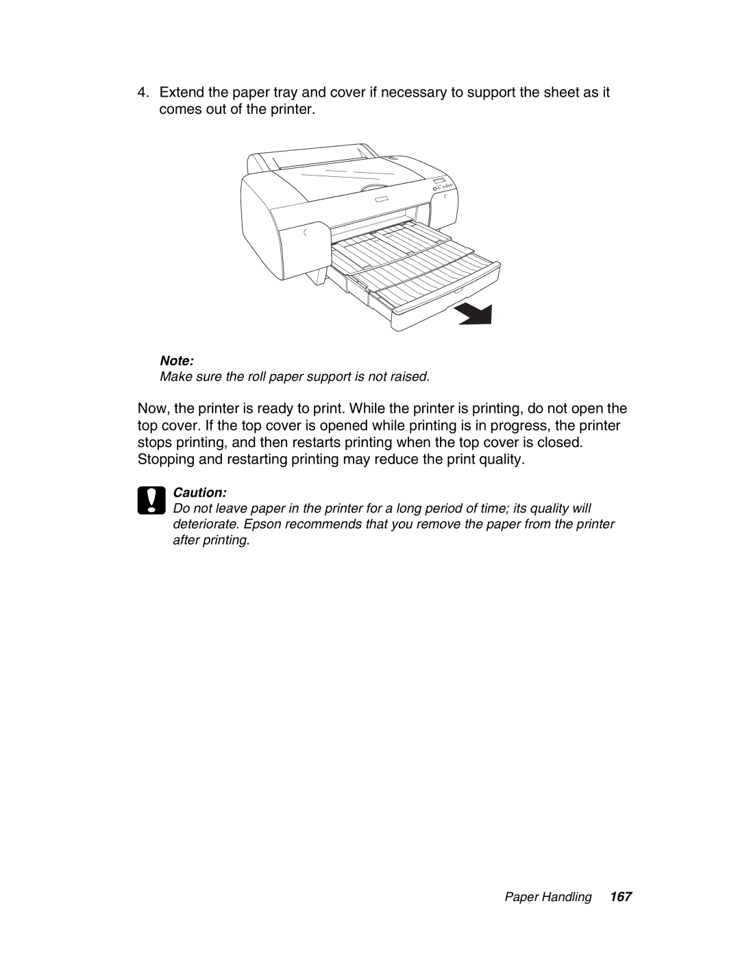 Epson 4880 manual Make sure the roll paper support is not raised 