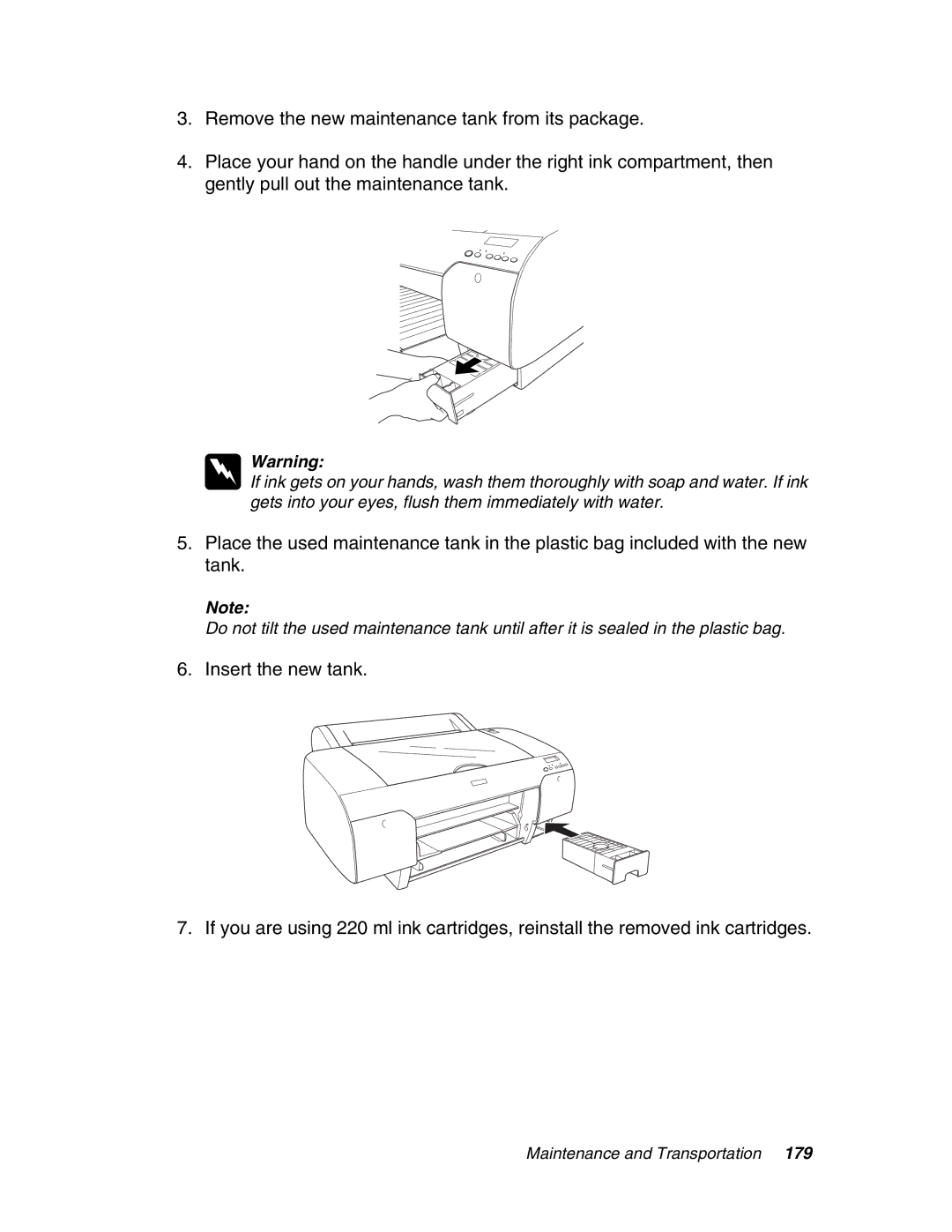 Epson 4880 manual Maintenance and Transportation 