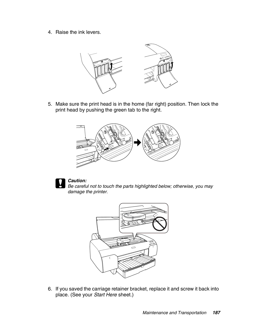 Epson 4880 manual Maintenance and Transportation 