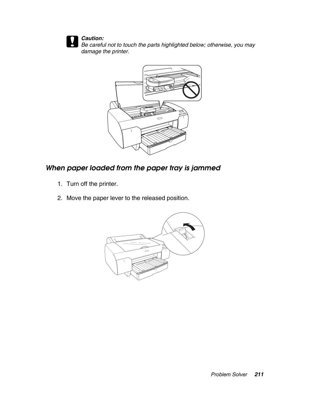 Epson 4880 manual When paper loaded from the paper tray is jammed 