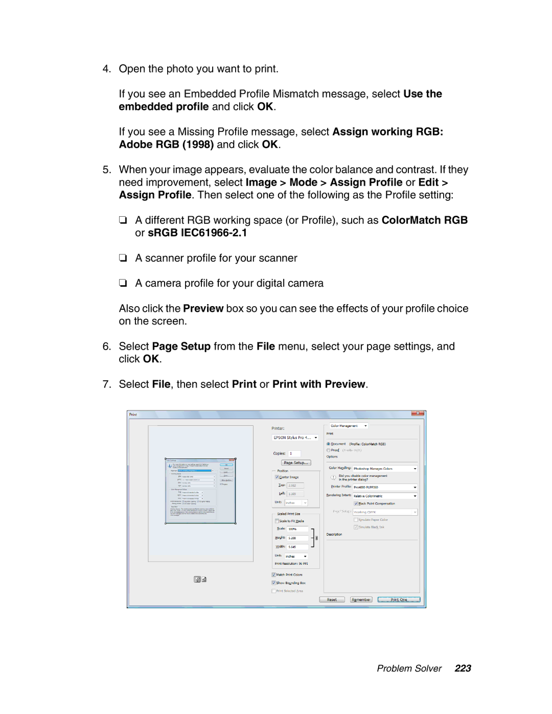 Epson 4880 manual Select File, then select Print or Print with Preview 