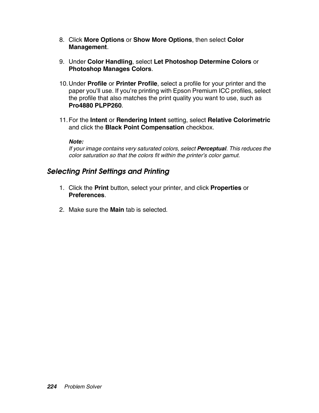 Epson 4880 manual Selecting Print Settings and Printing 