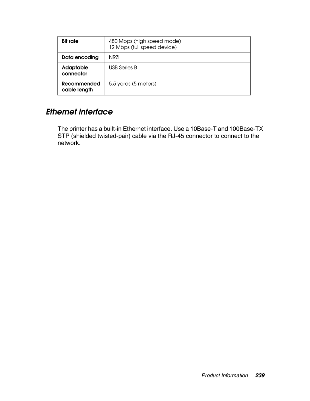 Epson 4880 manual Ethernet interface 