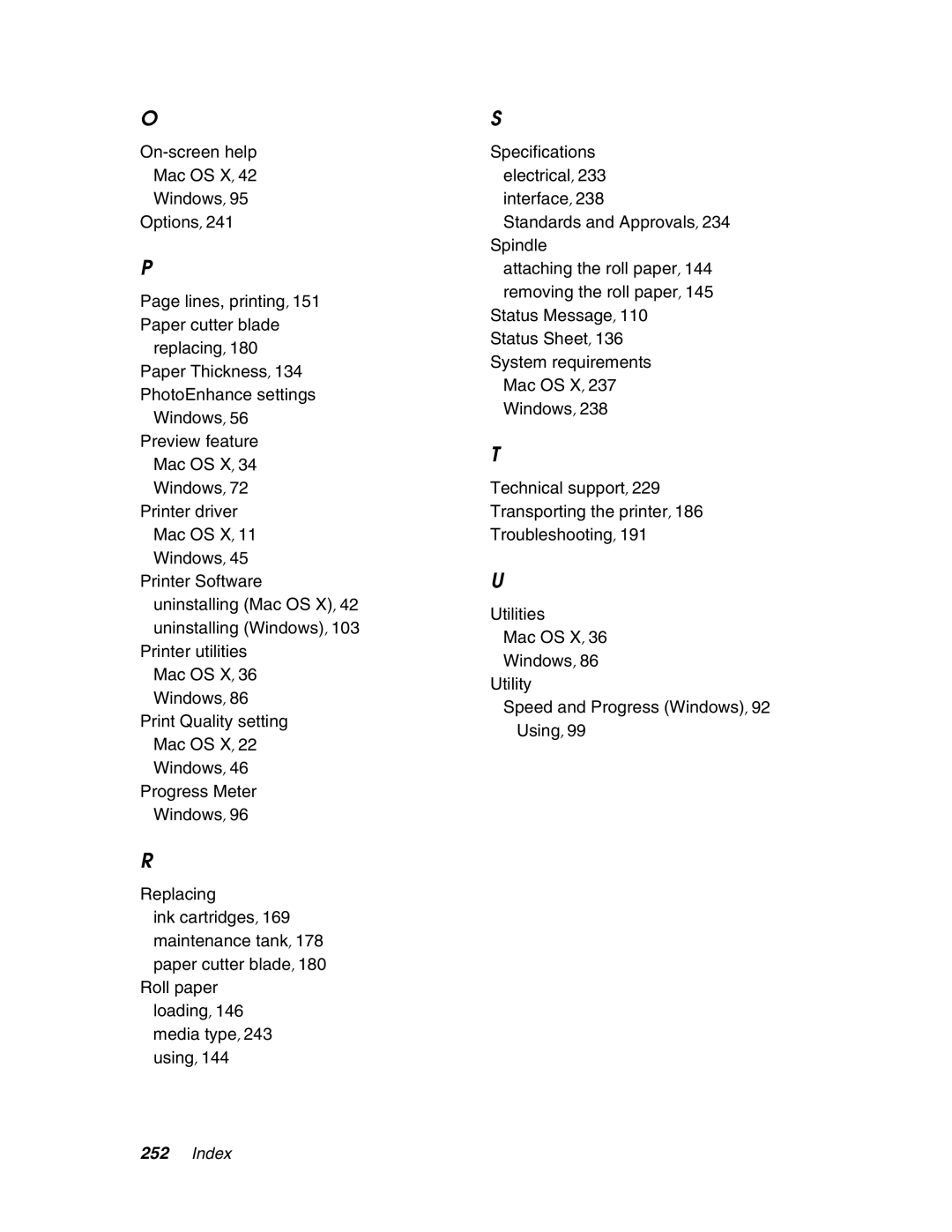 Epson 4880 manual Index 