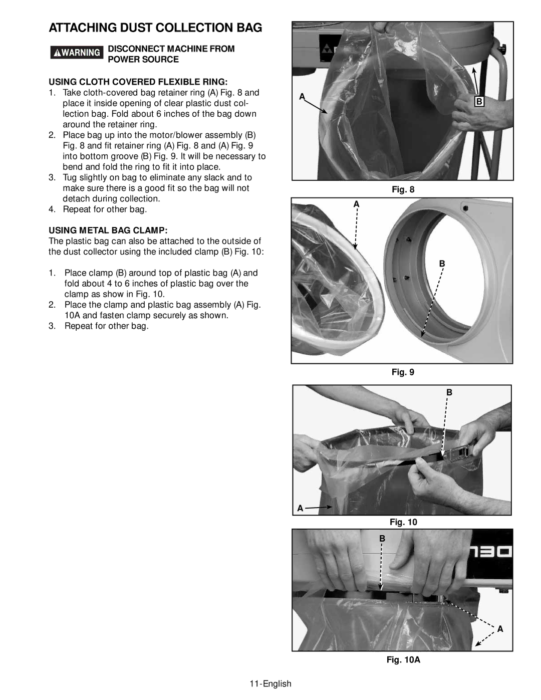 Epson 50-764 instruction manual Attaching Dust Collection BAG, Using Metal BAG Clamp 