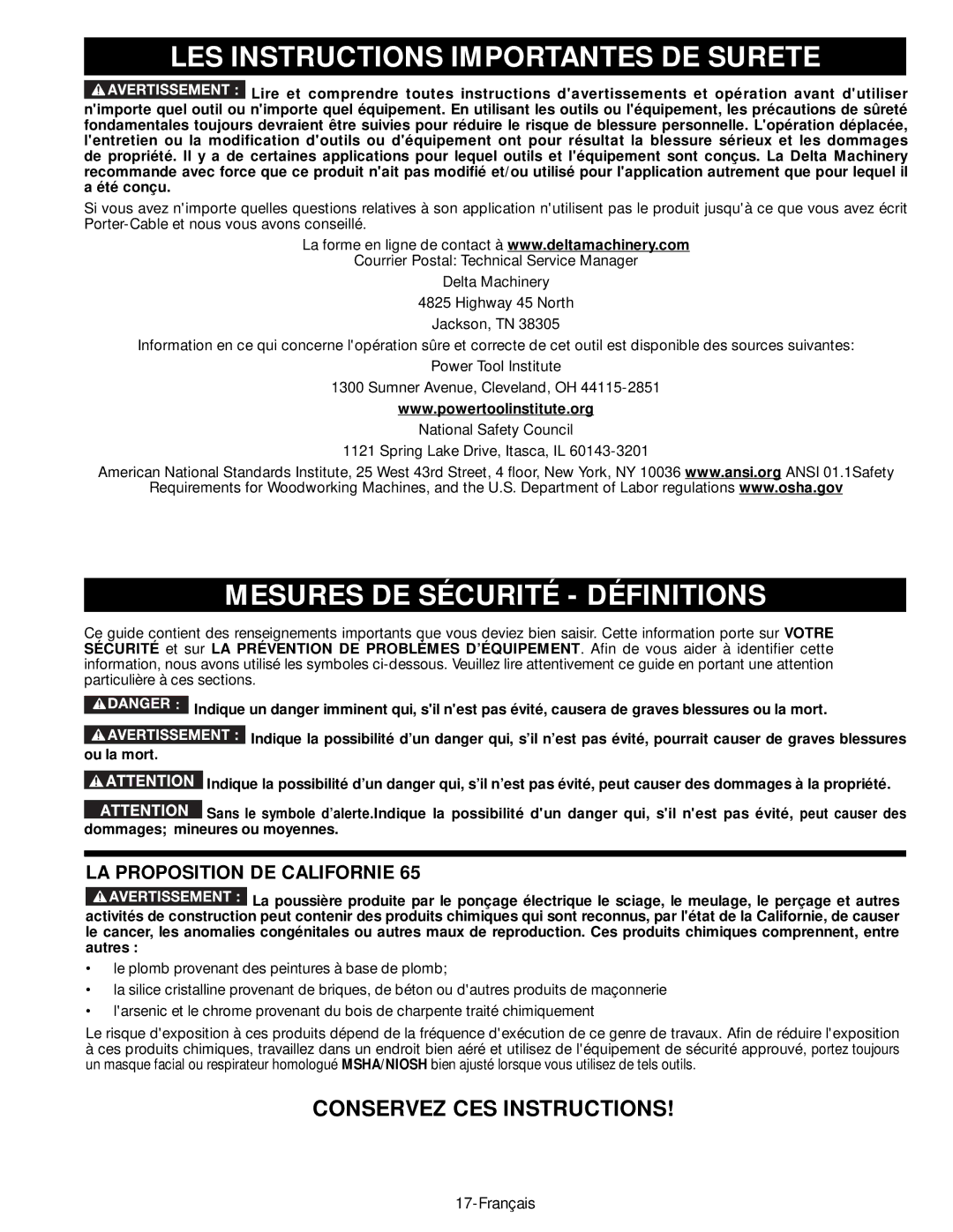 Epson 50-764 LES Instructions Importantes DE Surete, Mesures DE Sécurité Définitions, Conservez CES Instructions 