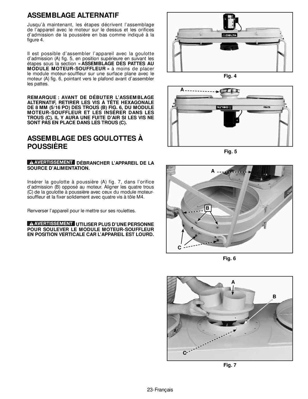 Epson 50-764 instruction manual Assemblage Alternatif, Assemblage DES Goulottes À Poussière 