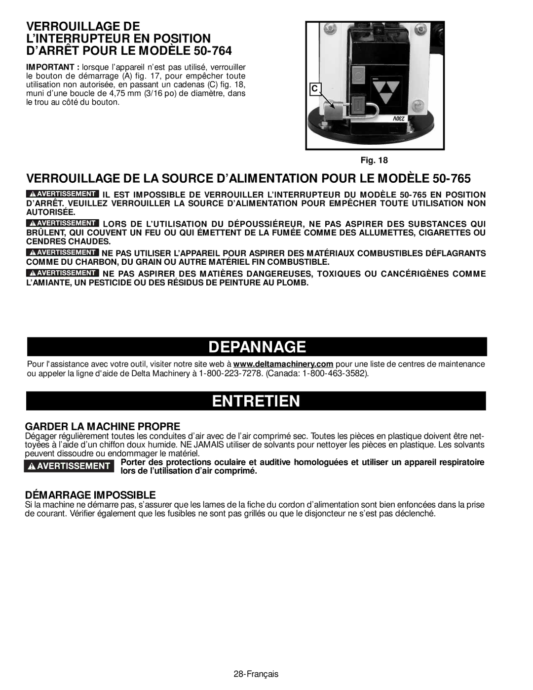 Epson 50-764 Depannage Entretien, Verrouillage DE LA Source D’ALIMENTATION Pour LE Modèle, Garder LA Machine Propre 