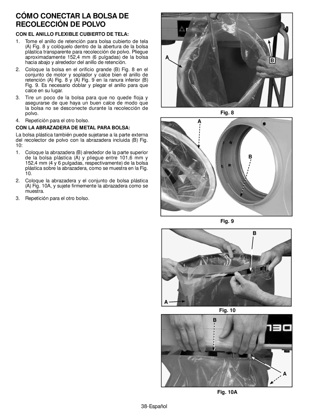 Epson 50-764 instruction manual Cómo Conectar LA Bolsa DE Recolección DE Polvo, CON EL Anillo Flexible Cubierto DE Tela 