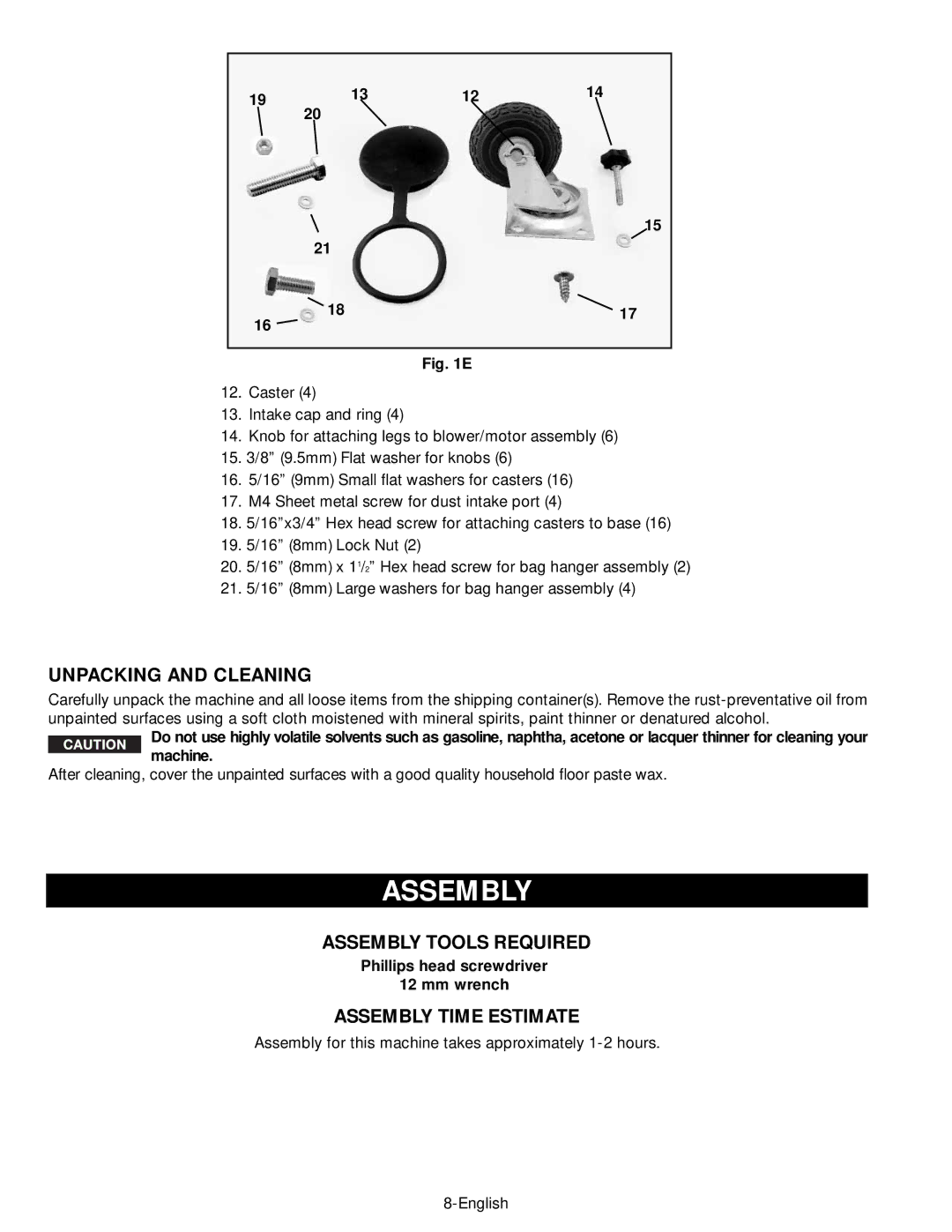 Epson 50-764 instruction manual Unpacking and Cleaning, Assembly Tools Required, Assembly Time Estimate 