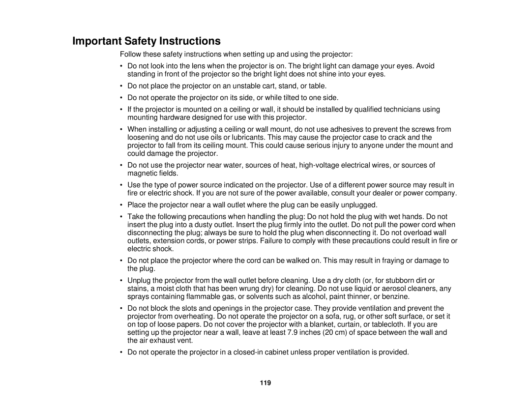 Epson 5025UB manual Important Safety Instructions 