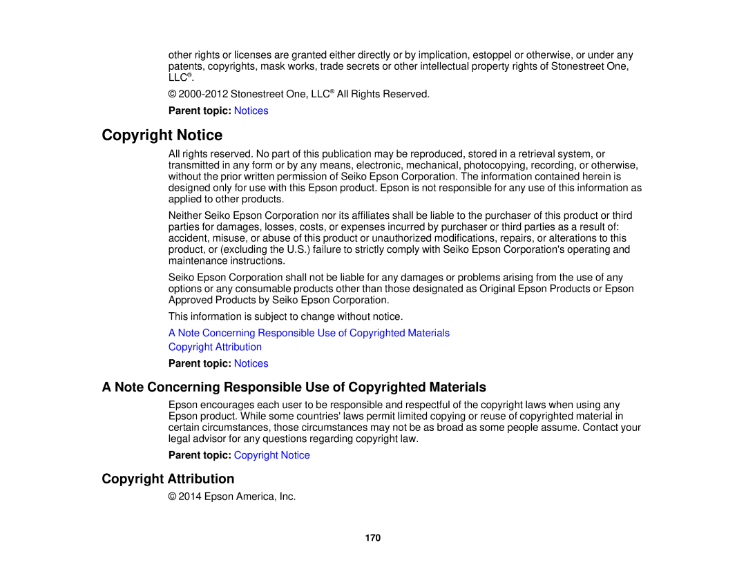 Epson 5025UB manual Copyright Notice, Copyright Attribution 