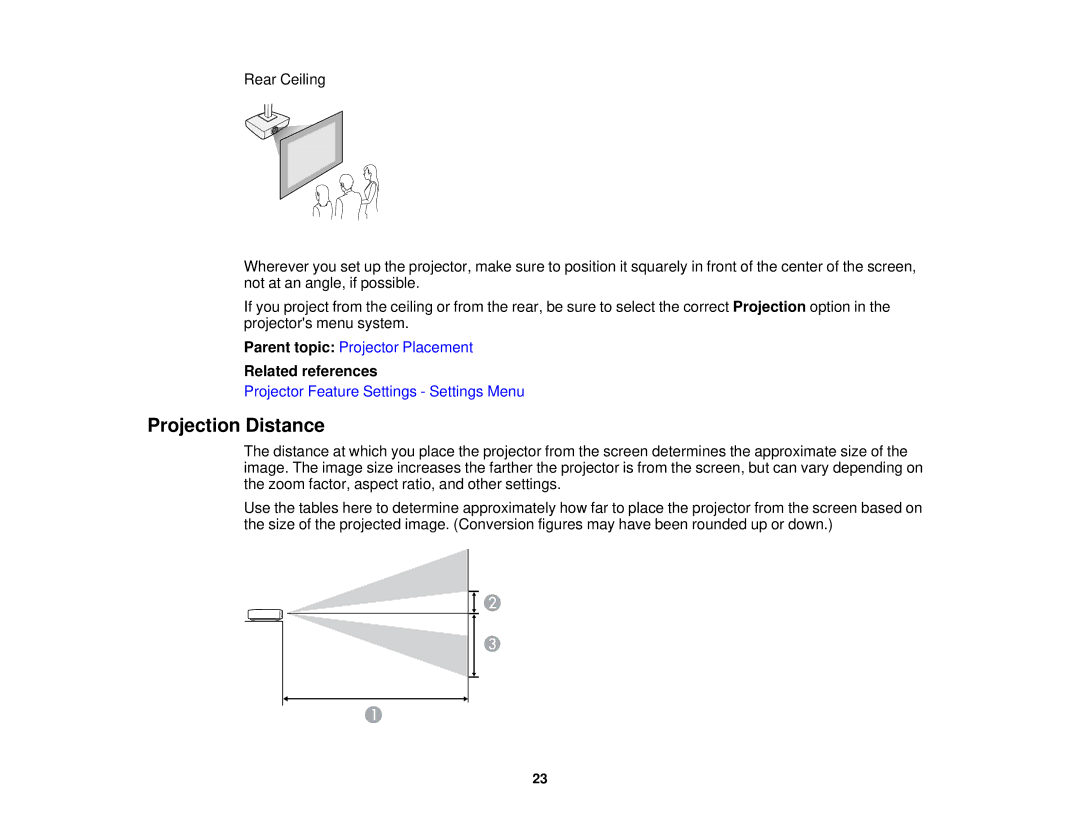 Epson 5025UB manual Projection Distance, Related references 