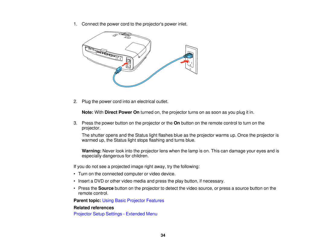 Epson 5025UB manual Parent topic Using Basic Projector Features 