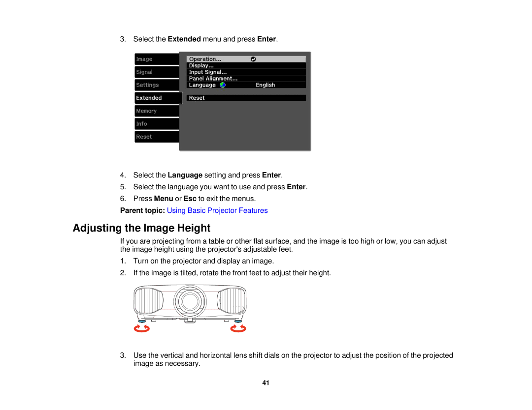 Epson 5025UB manual Adjusting the Image Height 