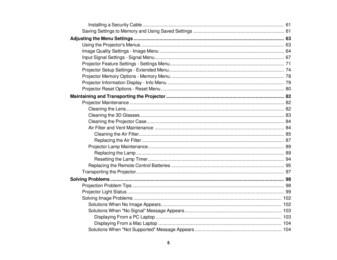 Epson 5025UB manual Solving Problems 