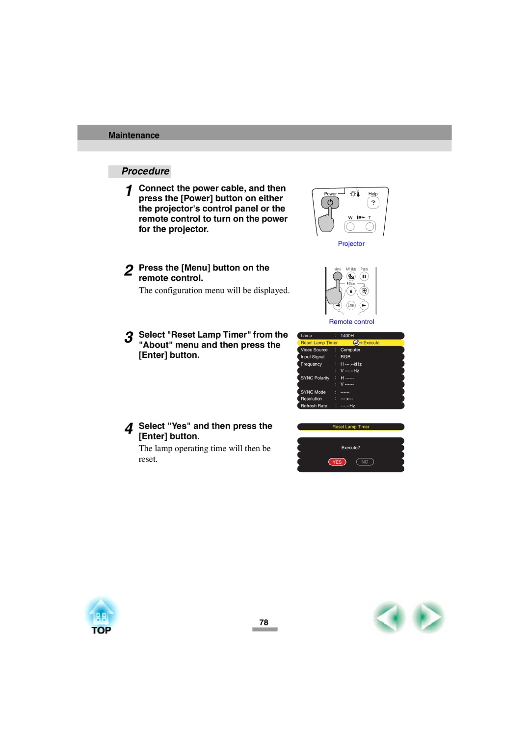 Epson 52 manual Configuration menu will be displayed 