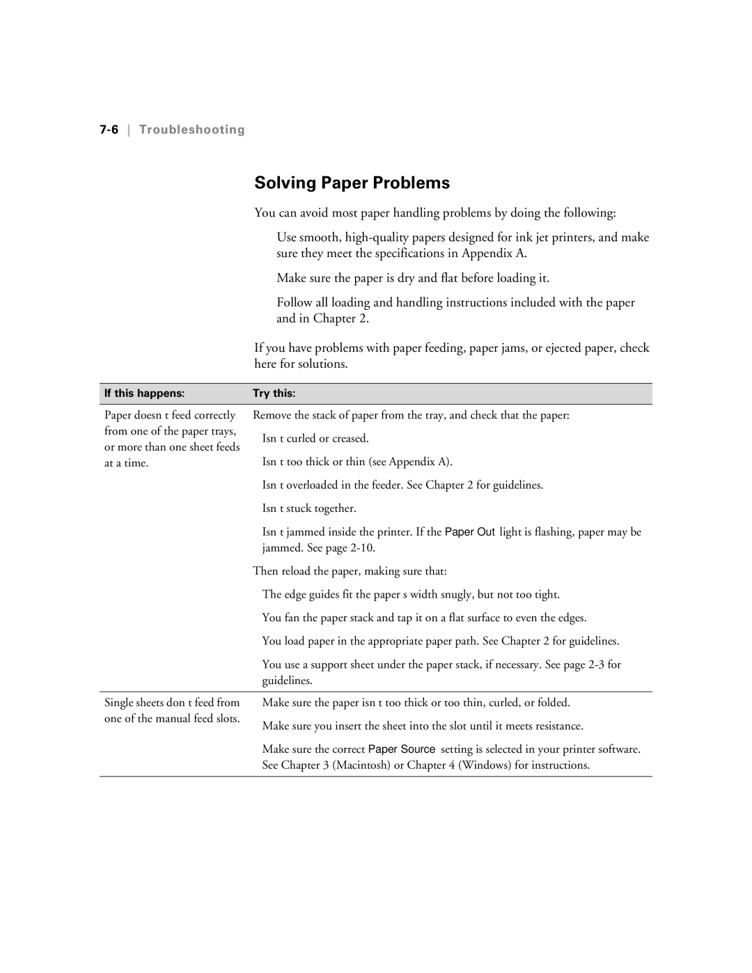 Epson 5500 manual Solving Paper Problems, Here for solutions, 6Troubleshooting 