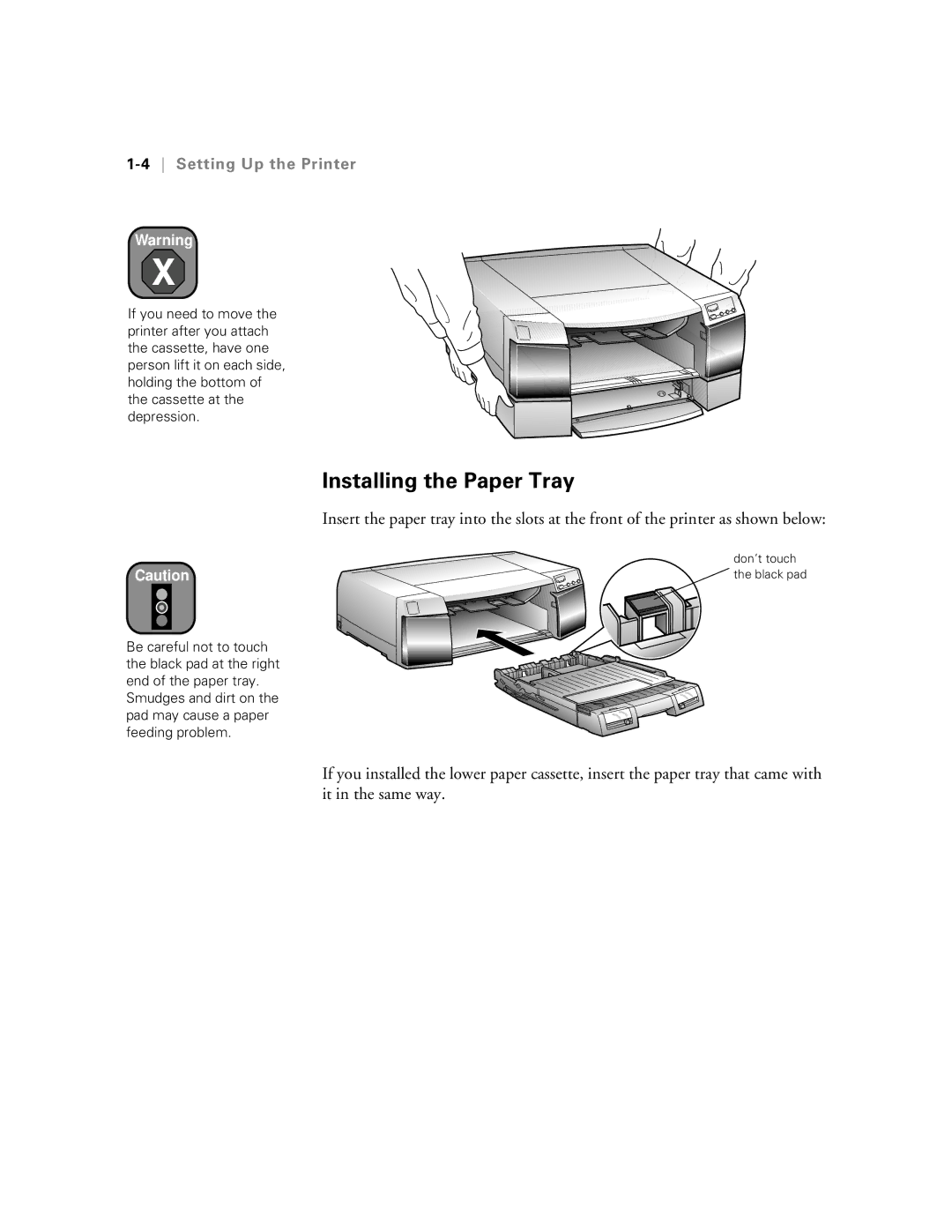 Epson 5500 manual Installing the Paper Tray, 4Setting Up the Printer 