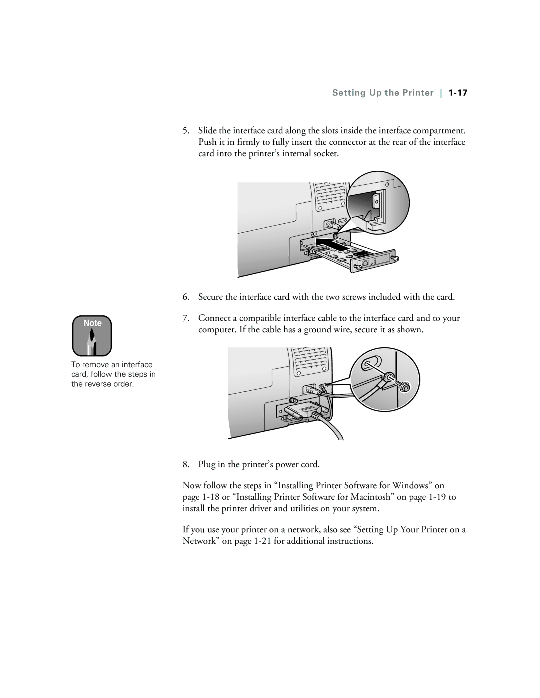 Epson 5500 manual Setting Up the Printer 