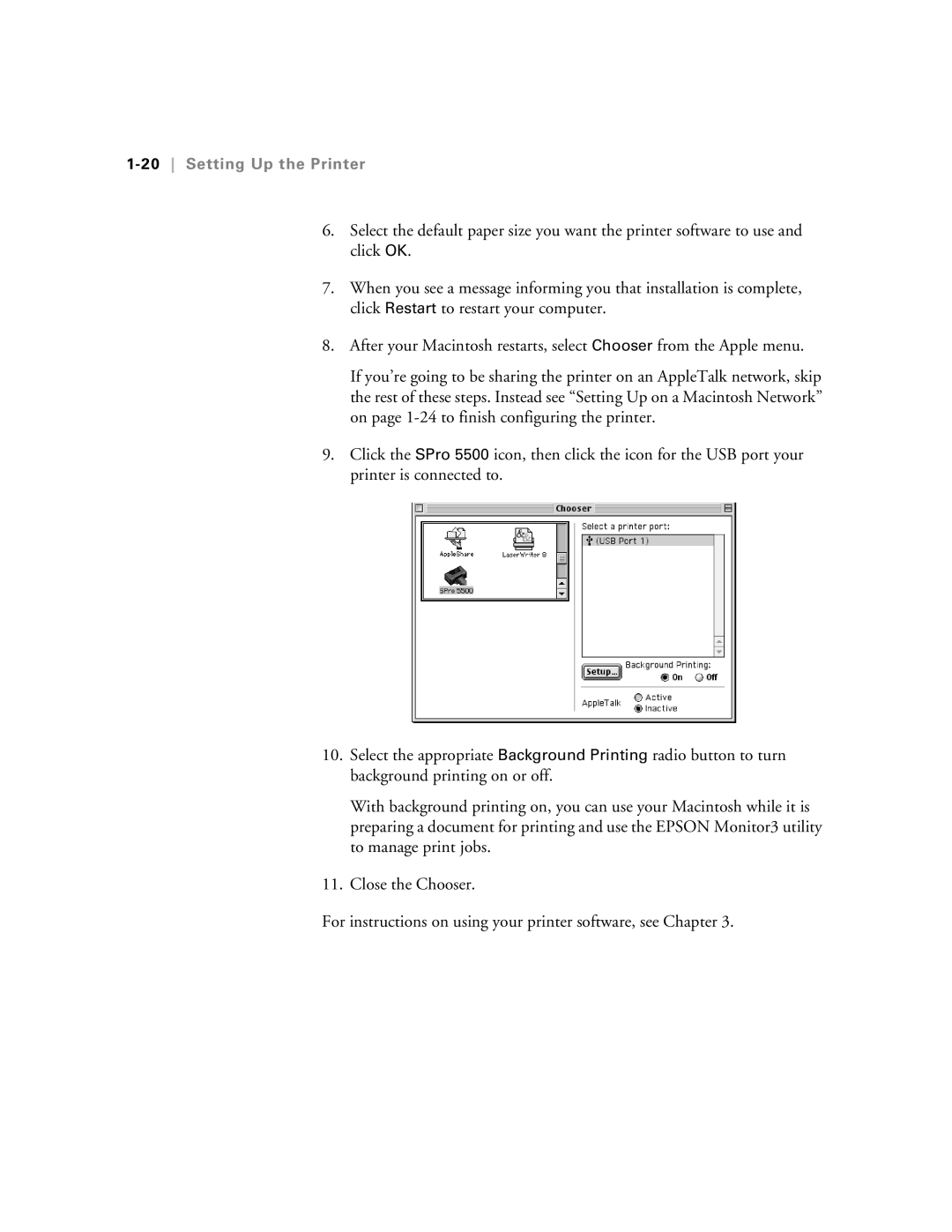 Epson 5500 manual 20Setting Up the Printer 