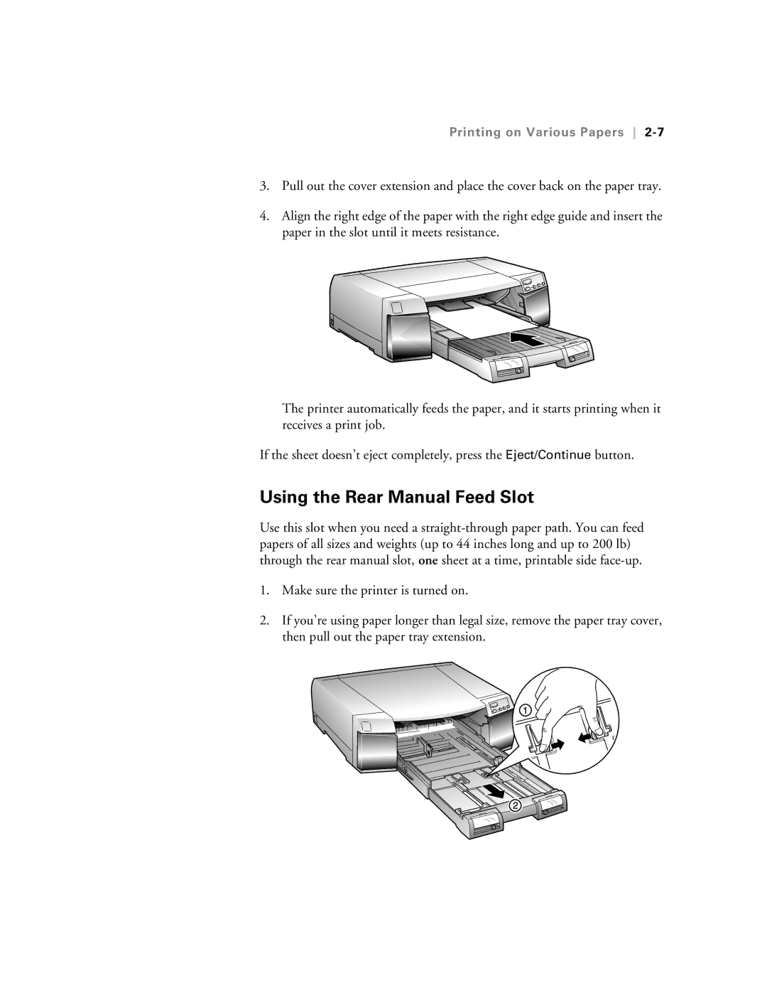 Epson 5500 manual Using the Rear Manual Feed Slot 